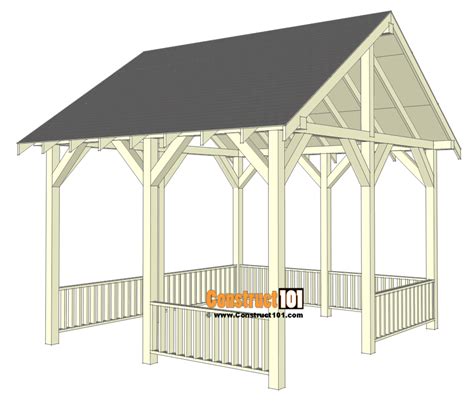 Pavilion Plans 14x16 DIY Free Outdoor Projects - Construct101