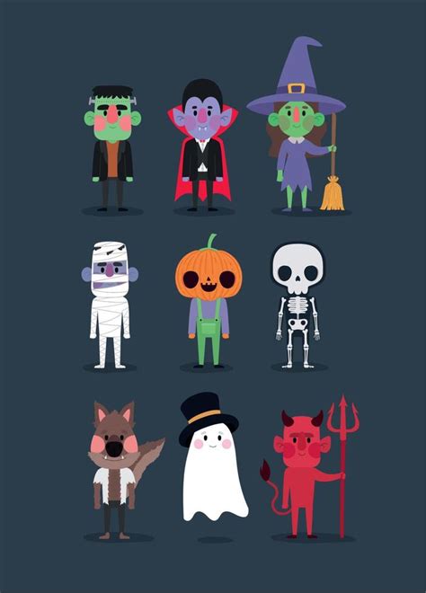 halloween characters bundle 21389854 Vector Art at Vecteezy