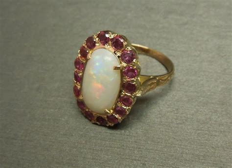 Ancient Pompeii 14K Gold 1.60TCW Ruby Fire Opal Ring C1950