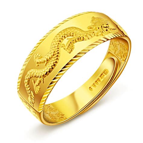 Real Pure 999 24K Yellow Gold Ring / Best Gift Men's Dragon Ring / 7.2g ...