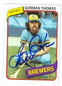 Gorman Thomas autographed baseball card (Milwaukee Brewers) 1980 Topps #623