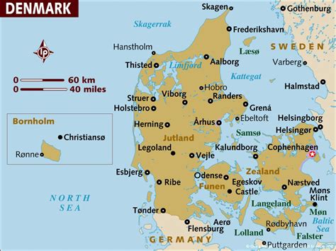 Map of Denmark. | Denmark map, Denmark, Map