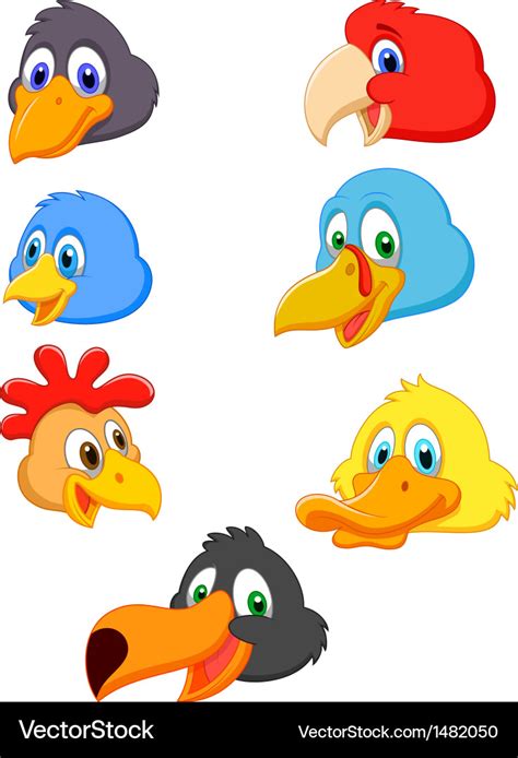 Bird head cartoon collection Royalty Free Vector Image