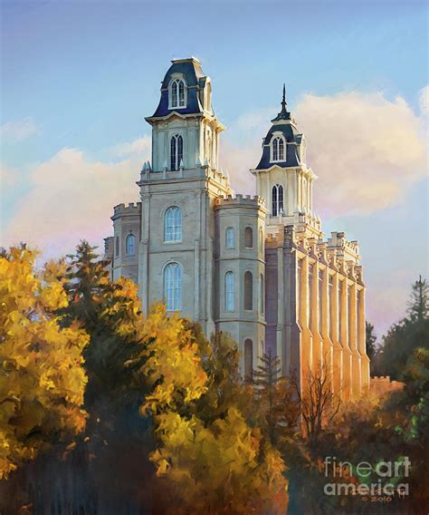 Manti temple tall Painting by Robert Corsetti