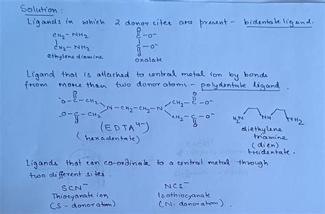 Define with example (A) bidentate and Polydentate ligand (B) Ambidentate ligand - Chemistry ...