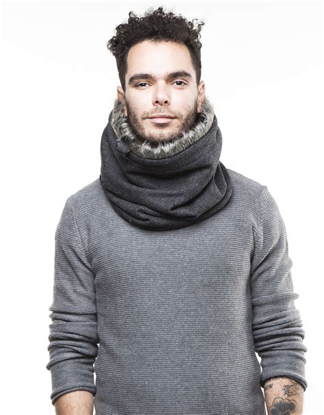 Fur neck warmer, mens gift, gift boyfriend, wool scarf, men's fur scarf ...