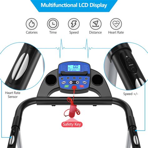 Electric Foldable Treadmill with LCD Display and Heart Rate Sensor - Costway