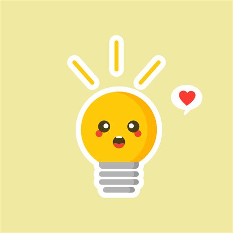 bulb flat design vector illustration. Shining yellow light bulbon color ...