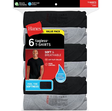 Hanes 6-Pack Men's Tagless Assorted Crewneck Tees