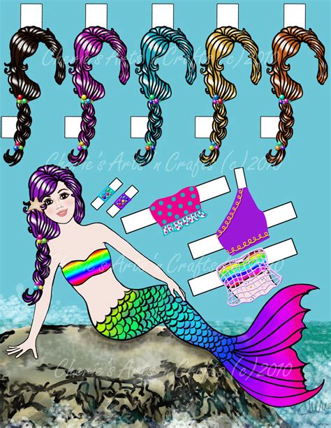 Mermaid Paper Doll Cut-outs Printable by CheriesArtsnCrafts