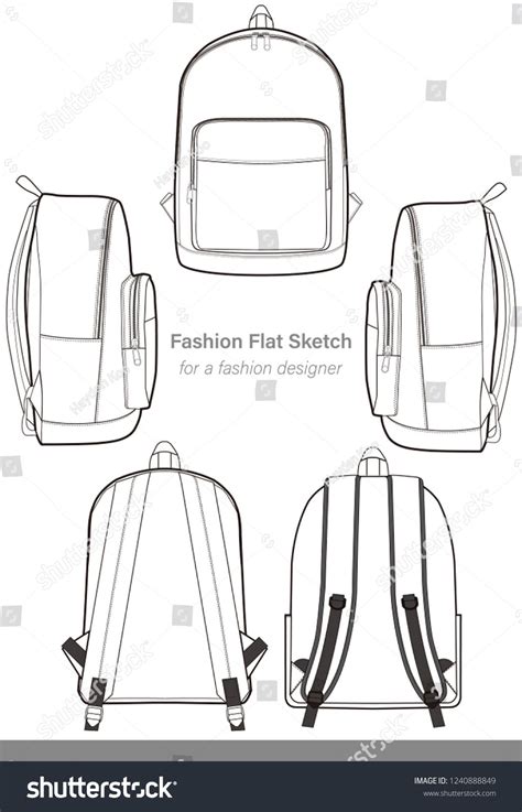 Backpack design illustration flat sketches template | Backpack drawing ...