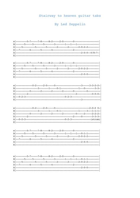 Stairway to Heaven Guitar Tabs | Free Sheet Music