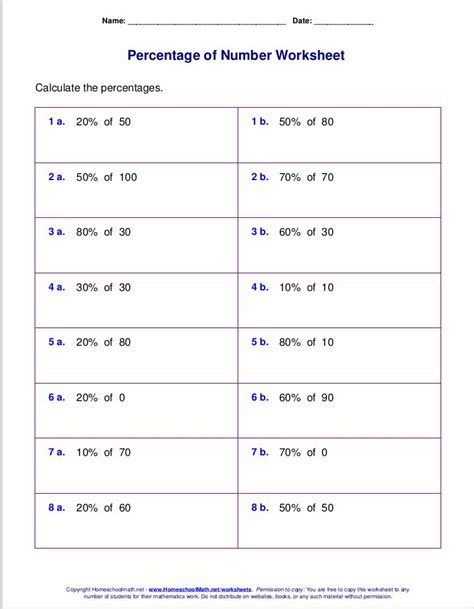 Percentage Base And Rate Worksheets