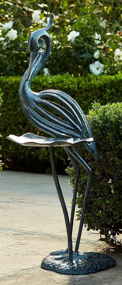 Stylized Heron Sculptures | Frontgate | Sculptures, Metal garden art, Stylized