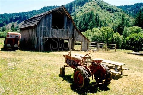 Photo of Barn and Tractor by Photo Stock Source farm, Swisshome, Oregon ...