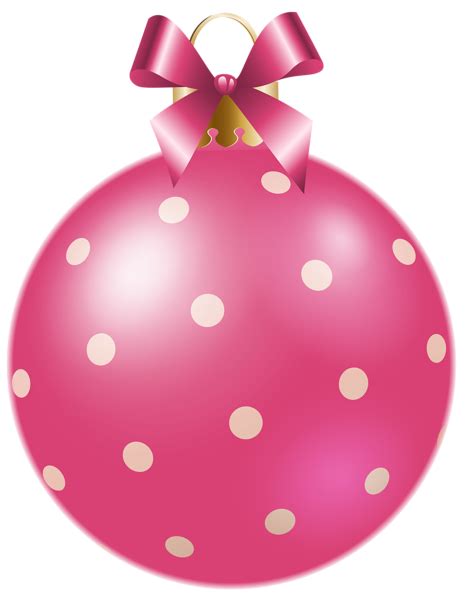 Pink Christmas Ornaments, Christmas Tree Clipart, Ribbon On Christmas ...