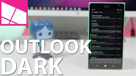 Outlook gets dark theme in Windows 10 Mobile - YouTube