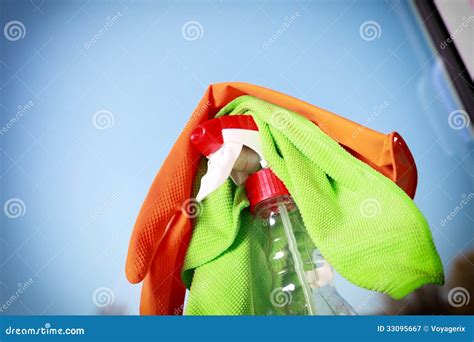 Tools for cleaning windows stock image. Image of housework - 33095667