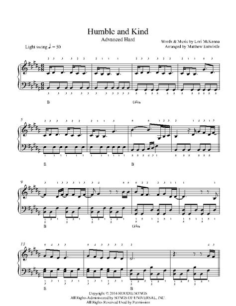 Humble and Kind by Tim McGraw Piano Sheet Music | Advanced Level ...