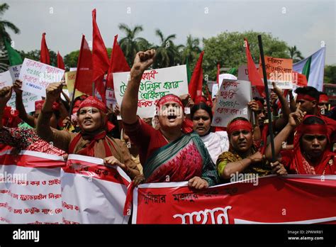 Dhaka, Bangladesh. 01st May, 2023. Bangladeshi activists and workers from different sectors take ...