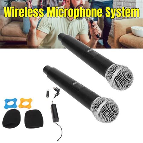 Professional 1 for 2 Handheld Cordless Dynamic Microphones Wireless ...