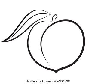 Artistic Outline Sketch Peach Vector Illustration Stock Vector (Royalty Free) 203280067 ...