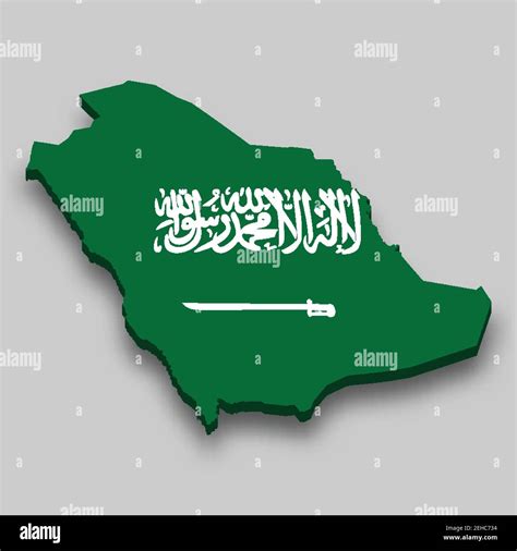 3d isometric Map of Saudi Arabia with national flag. Vector ...