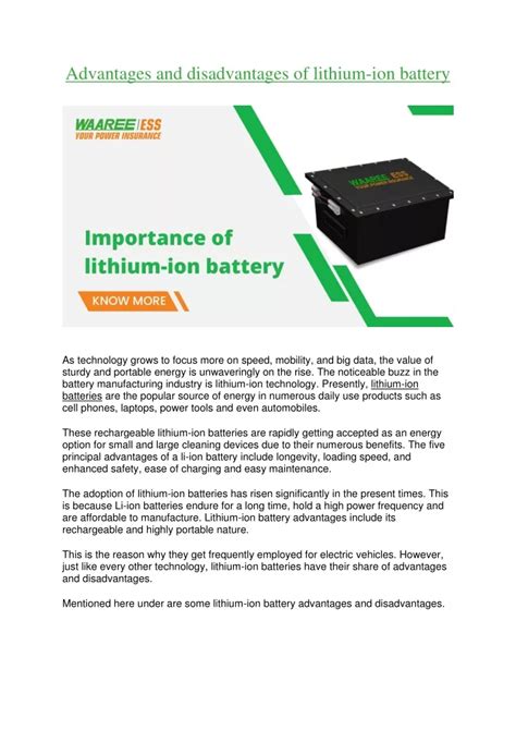 PPT - Advantages and disadvantages of lithium-ion battery PowerPoint Presentation - ID:10827216