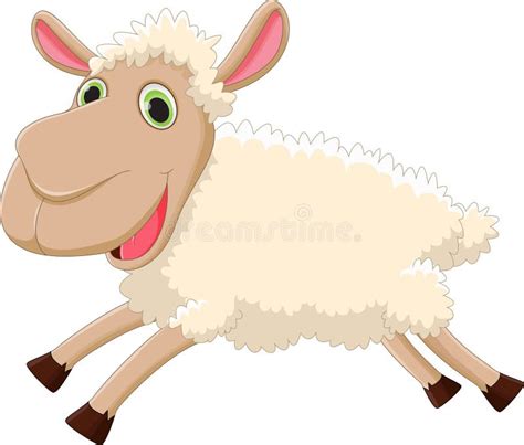 Cute sheep cartoon jumping stock vector. Illustration of adorable ...