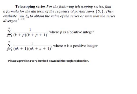 Solved Telescoping series For the following telescoping | Chegg.com