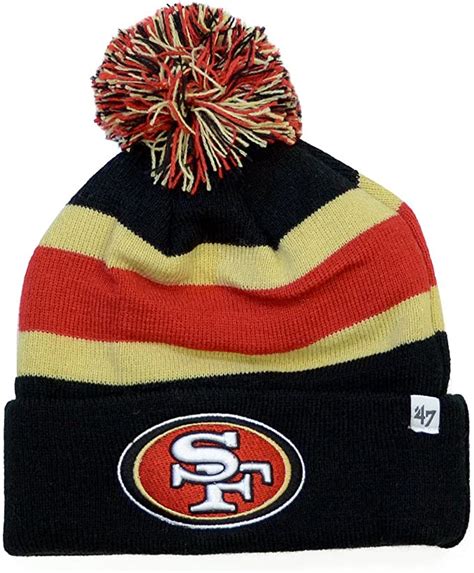 San Francisco 49ers Black Cuff "Breakaway" Beanie Hat with Pom - NFL SF ...