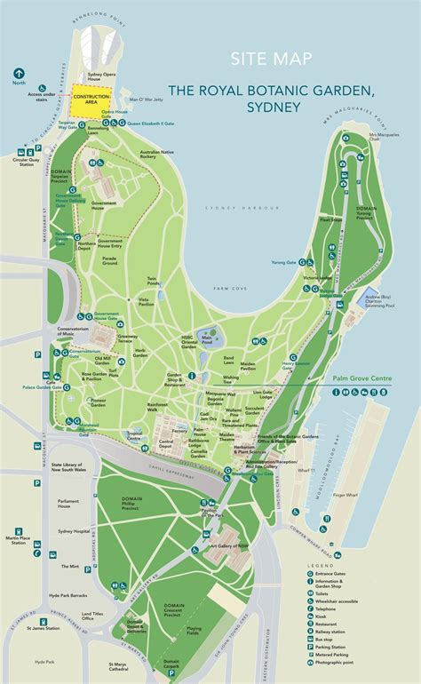 Royal botanic gardens map - Sydney botanical gardens map (Australia)