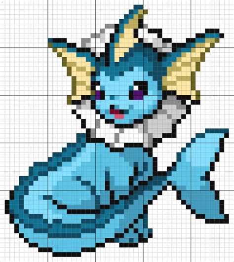 Vaporeon pattern in 2023 | Pokemon cross stitch, Pokemon cross stitch patterns, Pixel art grid