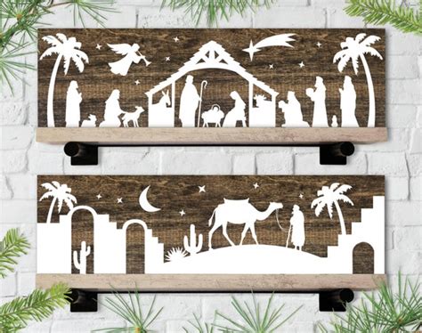 Christmas Manger Scene Silhouette Nativity Signs Bethlehem | Etsy