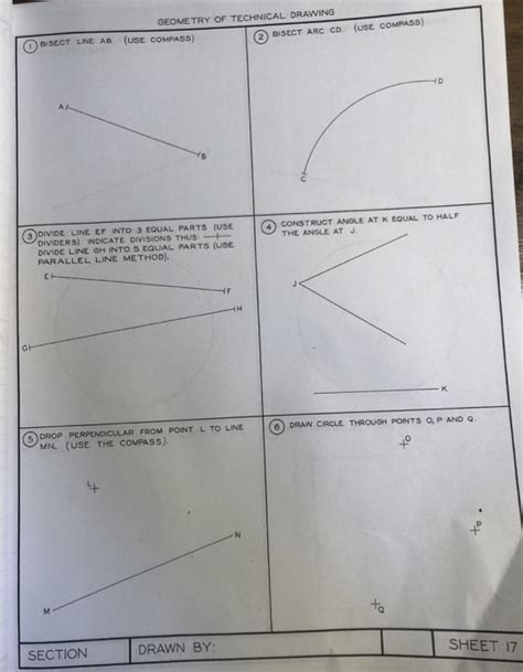 Solved (USE COMPASS) GEOMETRY OF TECHNICAL DRAWING BISECT | Chegg.com