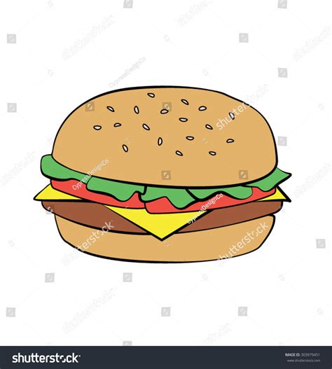 Hamburger Burger Cheeseburger Cartoon Art Vector: เวกเตอร์สต็อก (ปลอด ...