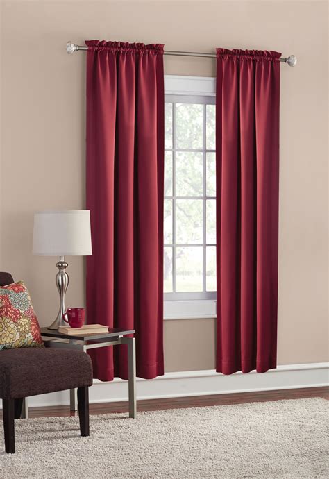 Mainstays Solid Color Room Darkening Rod Pocket Curtain Panel Pair, Set ...