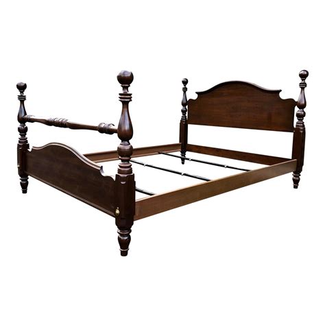 Ethan Allen Solid Cherry Cannonball Queen Bed | Chairish