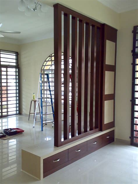 Wooden Partition Wall Design Living Room - rishabhkarnik