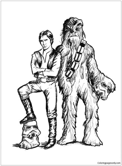 Han Solo and Chewbacca 3 Coloring Page - Free Printable Coloring Pages