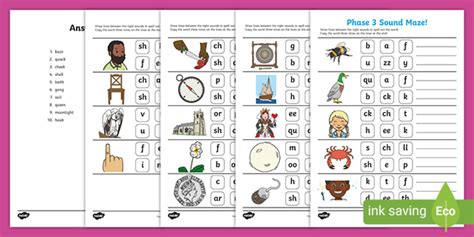 Phase 3 Phonics Sound Maze Worksheet (Teacher-Made)