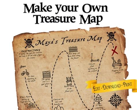 DIY Treasure Map Printable Templates You Can Edit and - Etsy