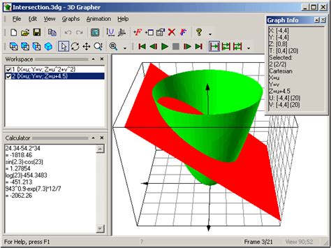 3D Grapher - plots animated 2D and 3D graphs of equations and tables