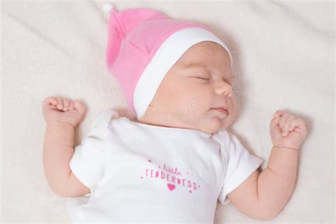 Cute, Small and Adorable Newborn Baby Girl Sleeping. Stock Image ...