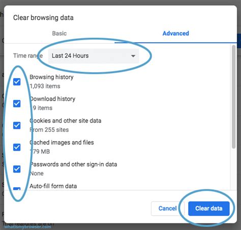 Clear Cache, History and Cookies on Chrome