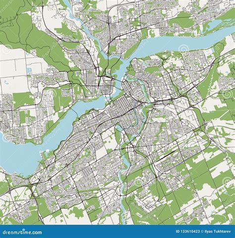 Map of the City of Ottawa, Ontario, Canada Stock Illustration - Illustration of downtown ...