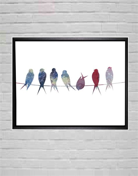 Birds on Wire Art Print Birds Wall Art Modern Wall Art | Etsy