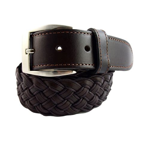 Buy Mens Leather Woven Belt - Dark Brown 3.5 Cm - LeatherBeltsOnline