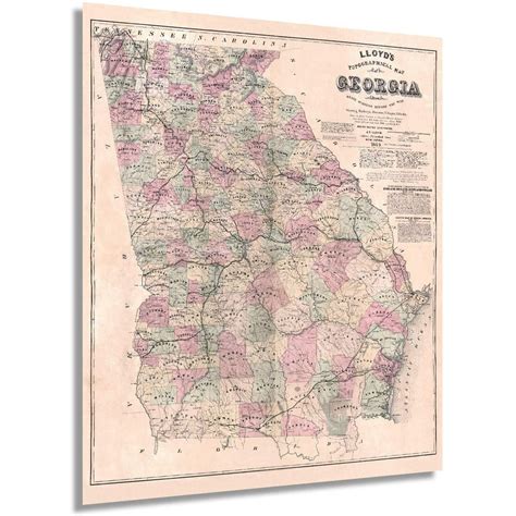 HISTORIX 1864 Map of Georgia Poster - 20x24 Inch Vintage Map of Georgia ...