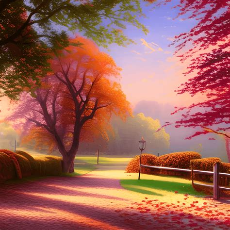Pink Autumn Scenery HD Graphic · Creative Fabrica